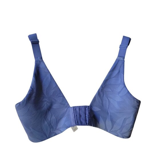 Cacique Modern Invisible Back Smoother Bra 38DDD Blue Leaf Print Underwire Full - Picture 3 of 8